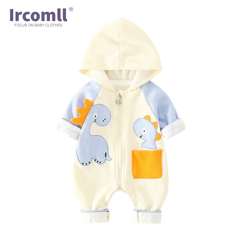 

Ircomll Newest Spring Fall Baby Romper For Boy Girl Cartoon Dinosaur Hooded Jumpsuit Overalls infantil Pajamas Outwear Clothes