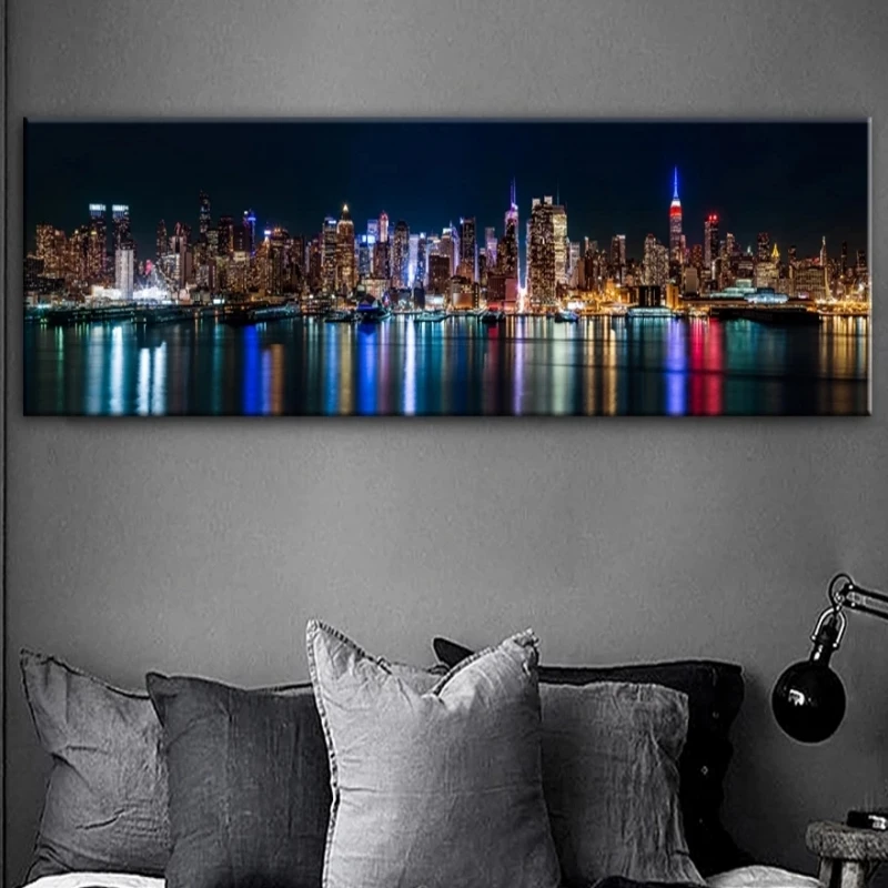 

New York Skyline View Canvas Paintings On The Wall Art Posters And Prints Manhattan Landscape Canvas Pictures Home Wall Decor