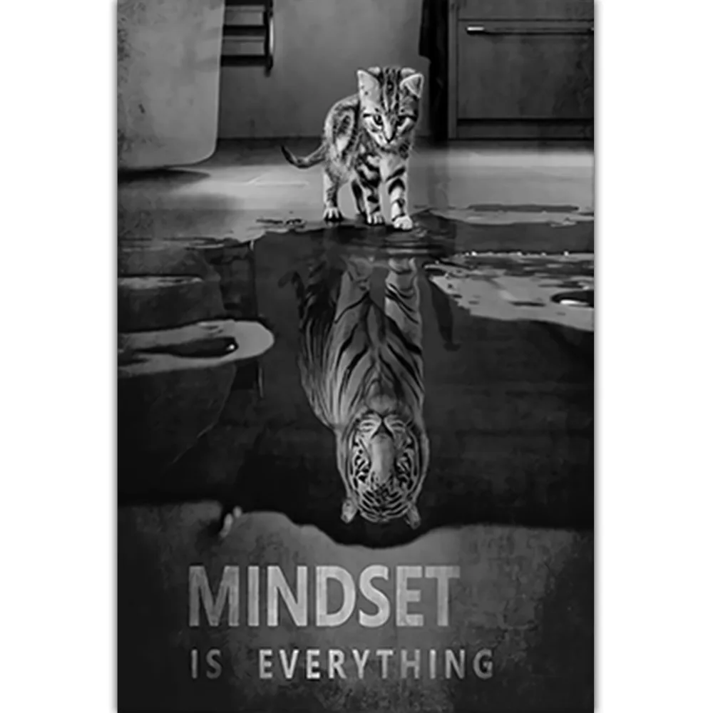Mindset-это все постер с животным принтом кота на холсте картина для дома гостиной