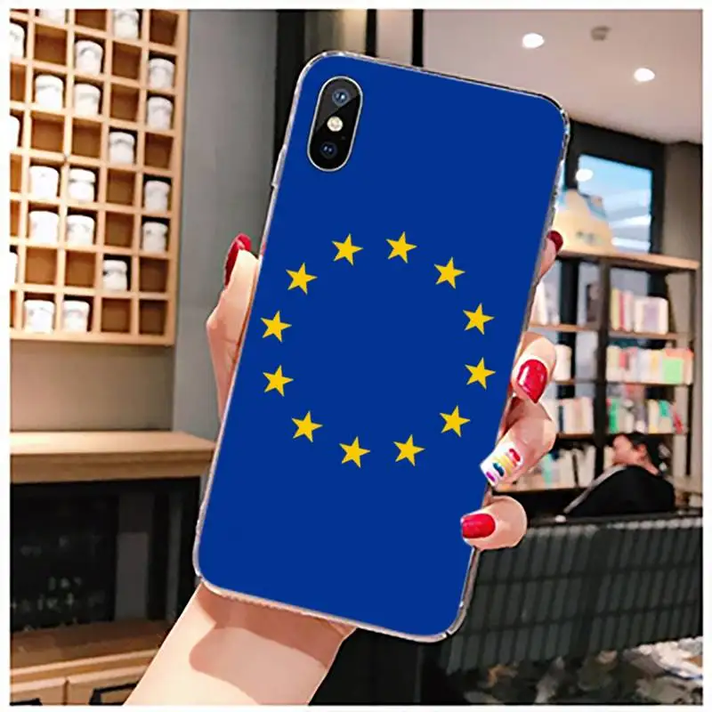 

European Union Stars Flag Phone Case Transparent for iPhone 11 12 mini pro XS MAX 8 7 6 6S Plus X 5S SE 2020 XR