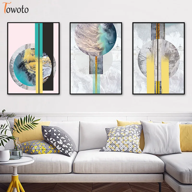 Абстрактная Картина на холсте в скандинавском стиле геометрический принт
