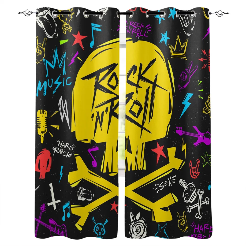 Рок н ролл череп окно занавеска s гостиная домашний декор|Занавески| |
