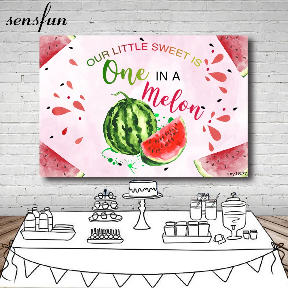 Декорации для фотостудии Sensfun с изображением арбуза дня рождения розовые фоны