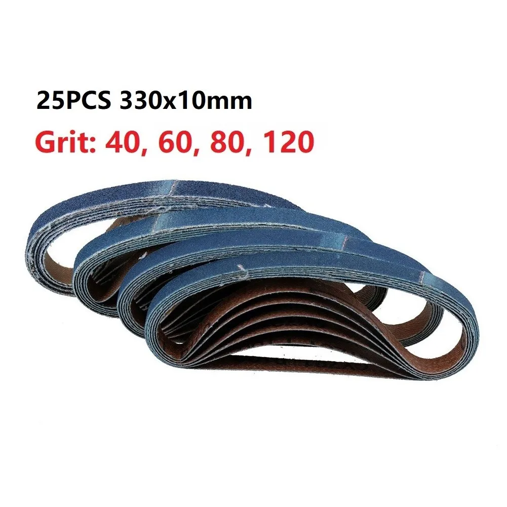 

25pcs 10x330mm Sanding Belts Zirconia Blue Sander Belt Grit 40 60 80 100 120 150 180 240 320 Abrasive Belt Fast Shipping