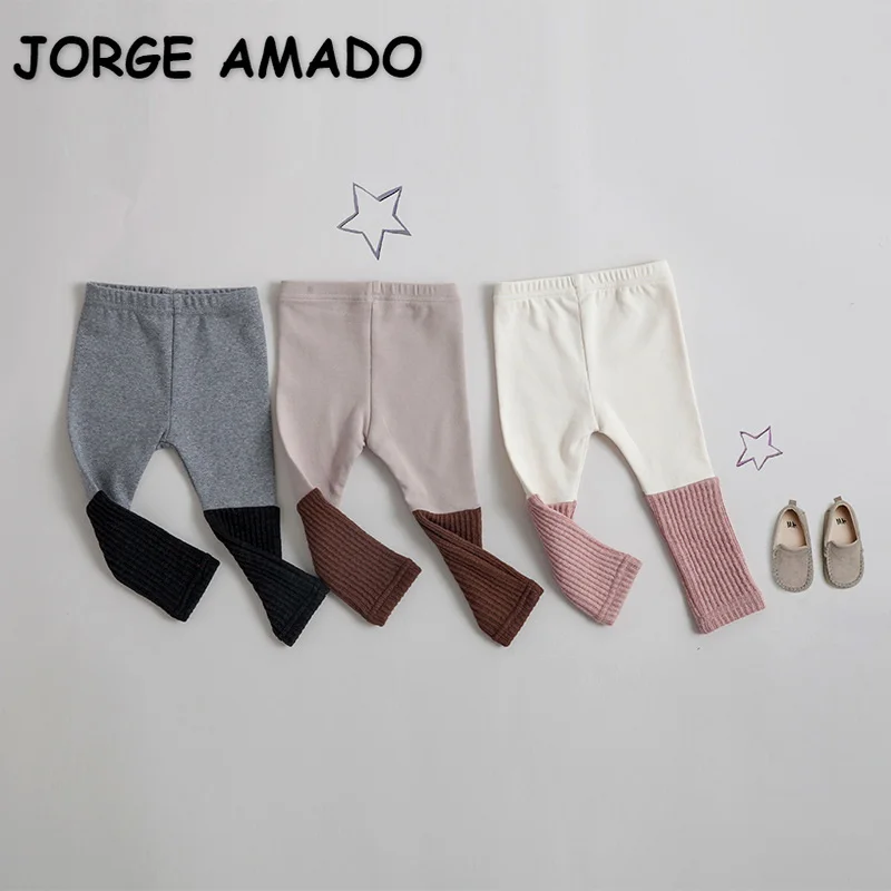 

2022 New Winter Kids Girls Boys Leggins Patchwork Candy Color Elastic Waist Big PP Trousers Children Pants Fashion Clothes E9104