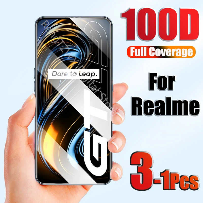 

100D Full Cover Tempered Glass For Oppo Realme 8 Pro X7 X50 7 Screen Protector C21 C21Y C25 C25S Narzo 30 Gt Neo 2 8i 7Pro Film