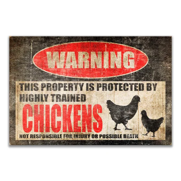 

Funny Chicken Sign Chicken Coop Sign Warning Danger Metal Tin Sign Vintage Tin Metal Sign Bar Club Cafe Garage Wall De