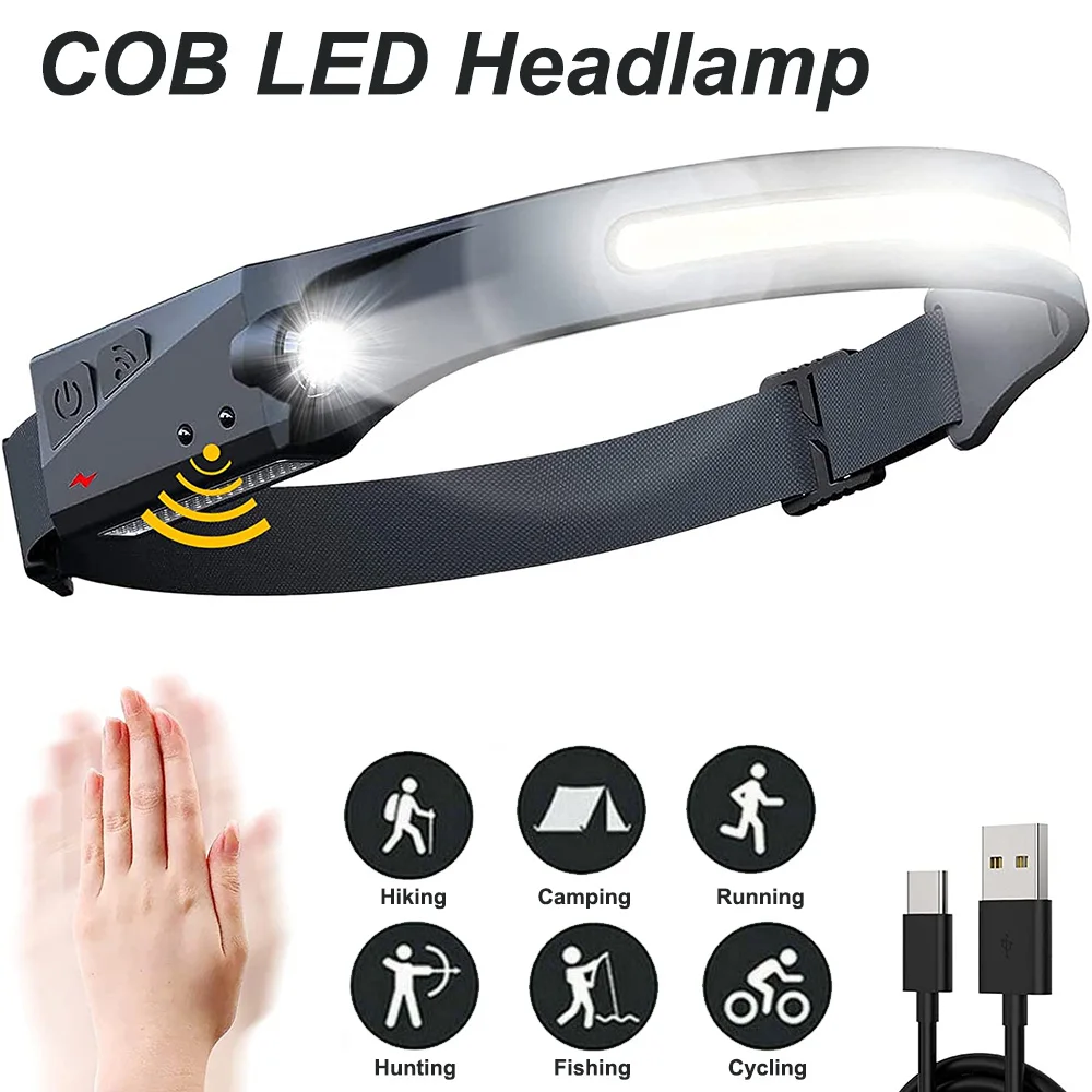

LED Head lamp USB Rechargeable Headlight Torch Work Light Head Band Lamp for Riding Fishing Flashlight Work Light Working Tools