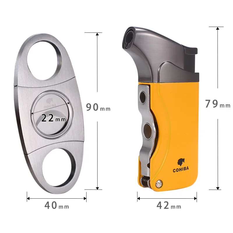 COHIBA ветрозащитный 1 фонарь зажигалка для сигарет с струйным пламенем 2 дырочками