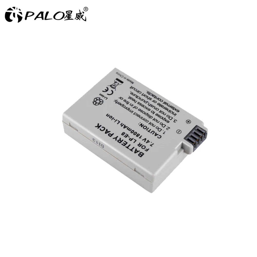 PALO из 2 предметов LP-E8 Батарея пакет Bateria LP-E8 Lp E8 для цифровой однообъективной зеркальной камеры Canon EOS 550D 600D 650D 700D X4 X5 X6i X7i T2i T3i T4i T5i DSLR Камера - Цвет: 1 pcs battery