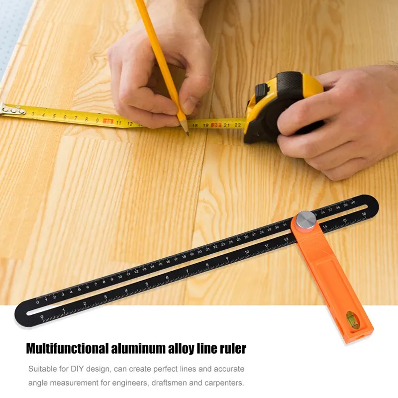 

Wooden Marking Angle Rulers Gauges Tri Square Sliding T-Bevel with Wooden Handle Level Measuring Tools Rotatable Engineer Ruler