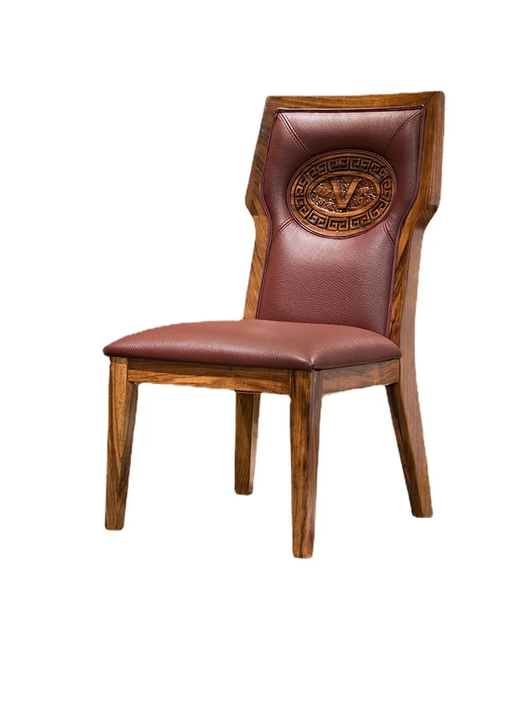 

YL Chinese Minimalist Wooden Lounge Chair Nordic Leather Dining Chair Chair Kitchen Furniture