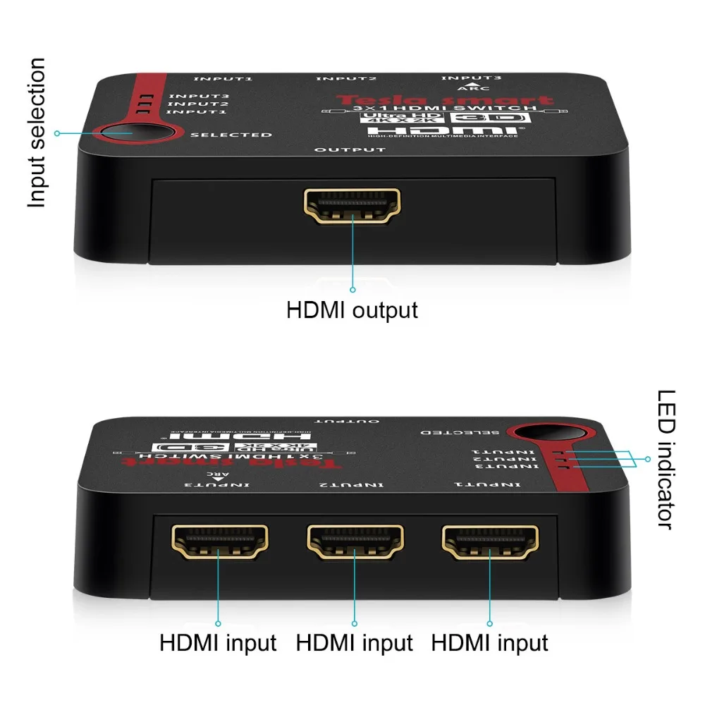 Автоматический переключатель 3 порта Ultra HD 4K видео HDMI коммутатор 3 в 1 выход HDMI коммутатор 3x1 ИК пульт дистанционного управления для 4K ТВ HD ТВ PS3 PS4 DVD
