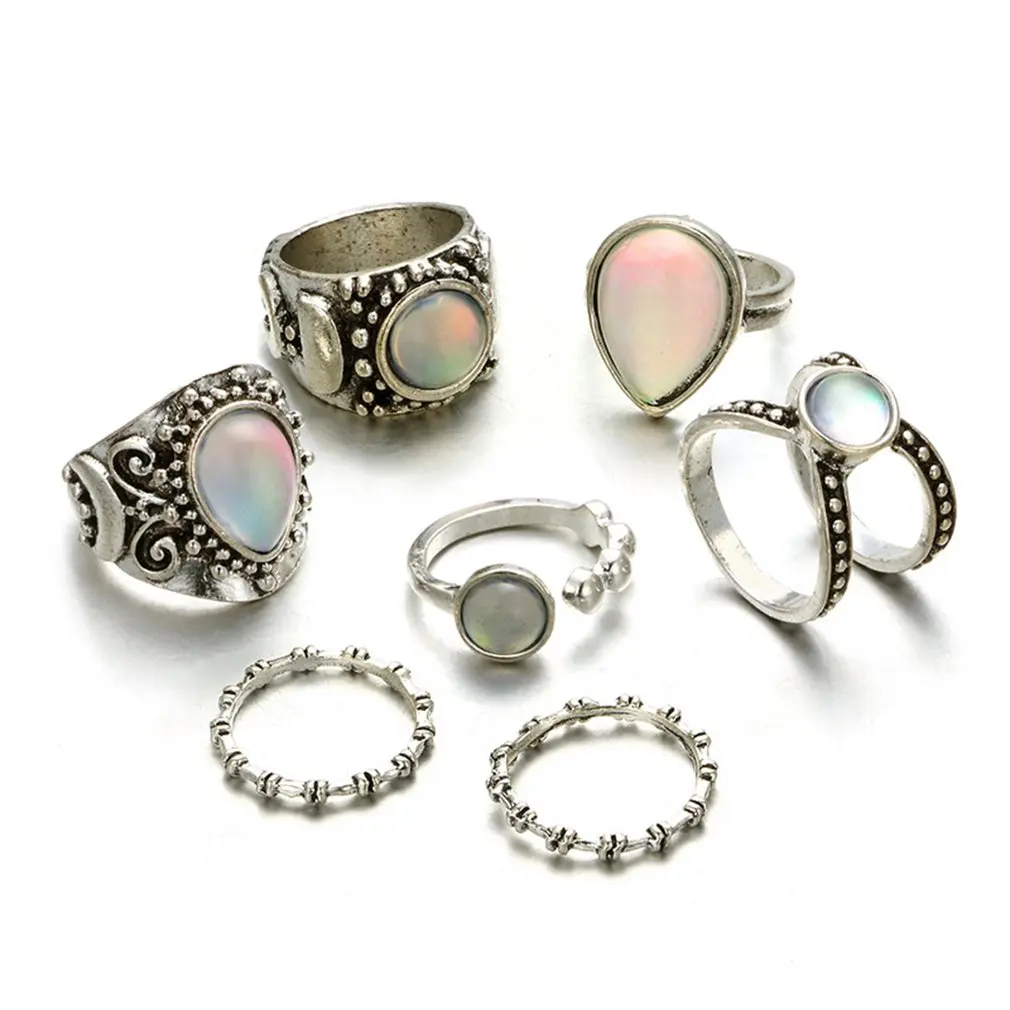 В стиле ретро с геометрическим принтом Кольца Комплекты палец круглый ювелирные