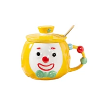 cute hand painted circus clown shape ceramic cup creative cartoon self mockery mug amusement park gift cup