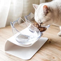 non slip double cat bowl with raised stand pet food cat feeder protect cervical vertebra dog bowl transparent pet products