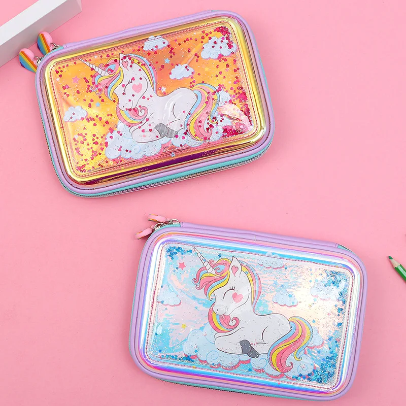 Чехол карандаш с изображением единорога кошки kalem kutusu Kawaii trousse scolaire stylo фламинго