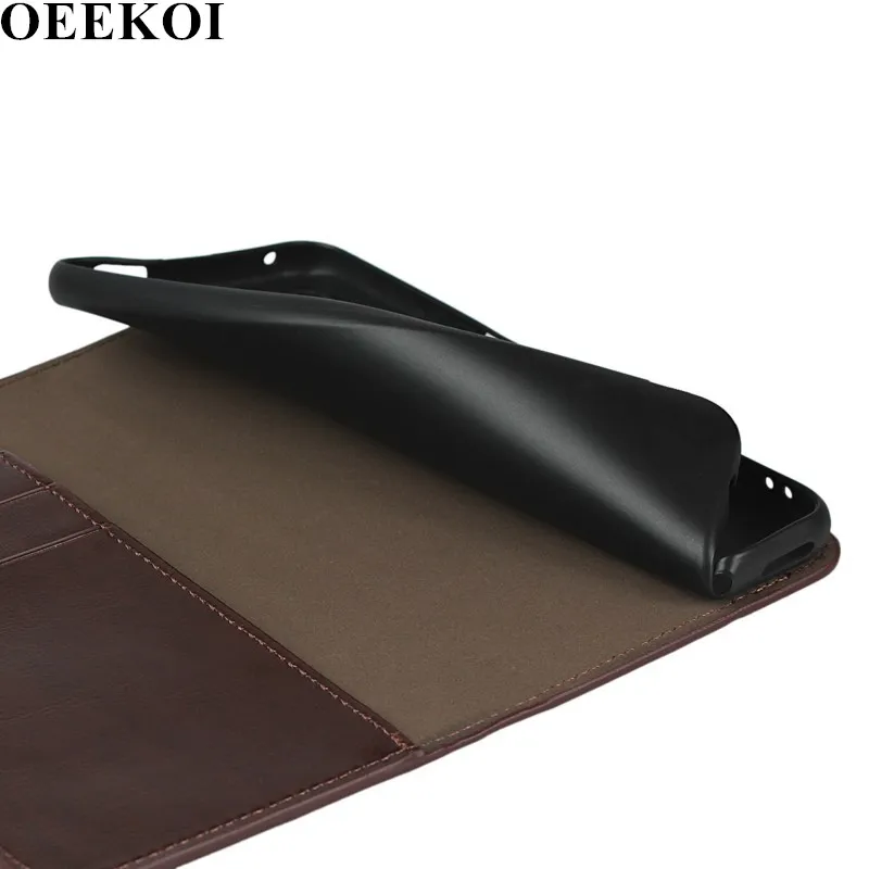 

OEEKOI Crazy Horse Genuine Leather Wallet Flip Case for Honor 9X