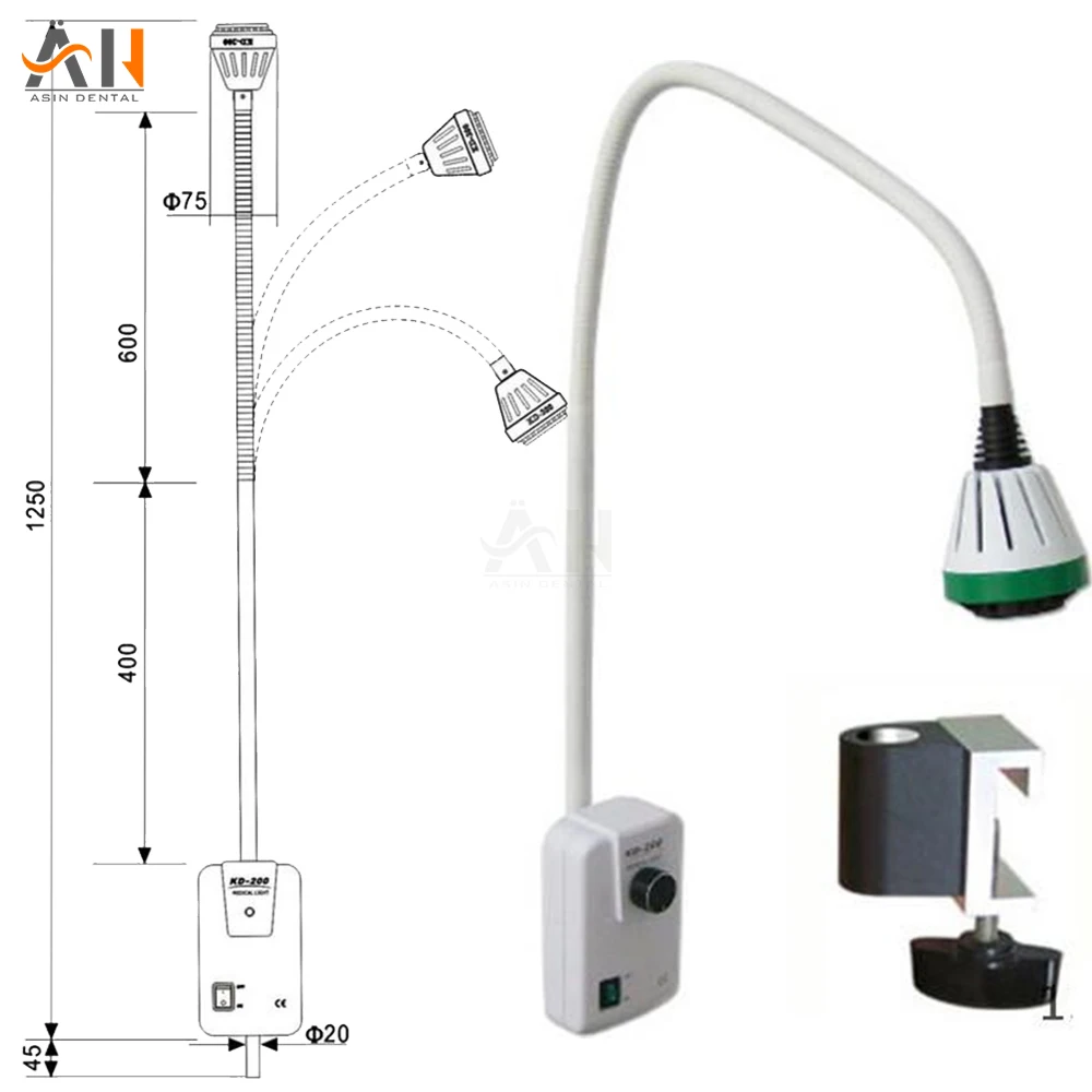 저렴한 치과 9W LED 외과 의료 시험 조명 램프 클립 및 벽 및 바닥 유형