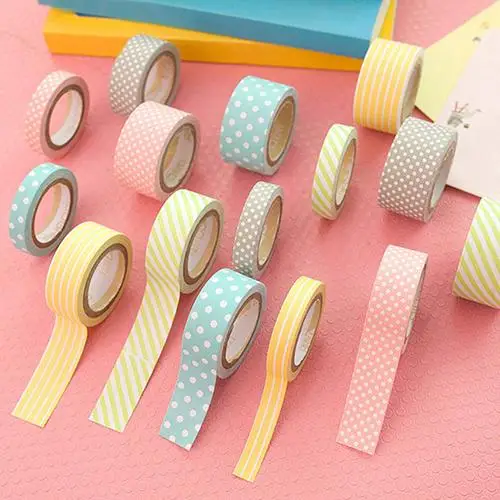 5 рулонов в горошек Полосатый клей Липкая Бумага васи декоративная маскирующая