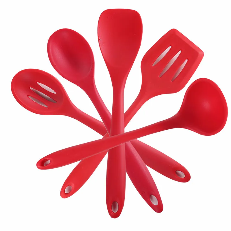 

5 Pcs/set Kitchen Silicone Cooking Utensil Set Soup Spoon Drain Shovel Spatula Dining Cooking Tools