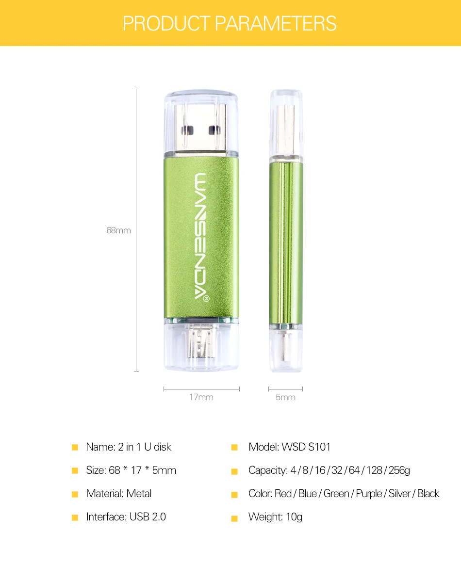 WANSENDA USB 2,0 OTG USB флеш-накопитель для телефонов на Android 256 ГБ 128 ГБ 64 ГБ флеш-накопитель 32 Гб 16 Гб Micro USB карта памяти 8 Гб флешка