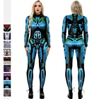 Робот цифровая печать одежда для косплея костюм комбинезон женский костюм на Хэллоуин костюм с длинным рукавом боди колготки