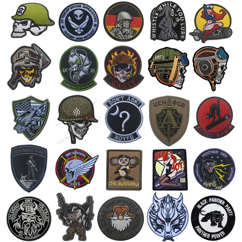 Череп волк расшитой птицами ткани патчи солдатский Шлем тактический военный