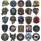 Вышитые нашивки в виде черепа волка, птицы, солдатский шлем, тактические военные нашивки, тканевая повязка на руку, Декоративные вышитые значки воина