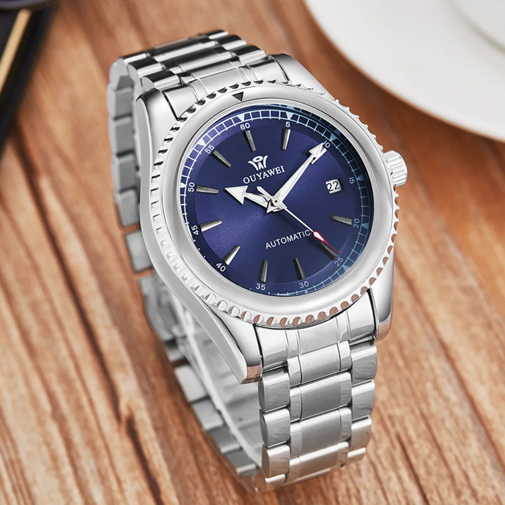 Часы OUYAWEI Мужские механические модные повседневные наручные с автоматическим