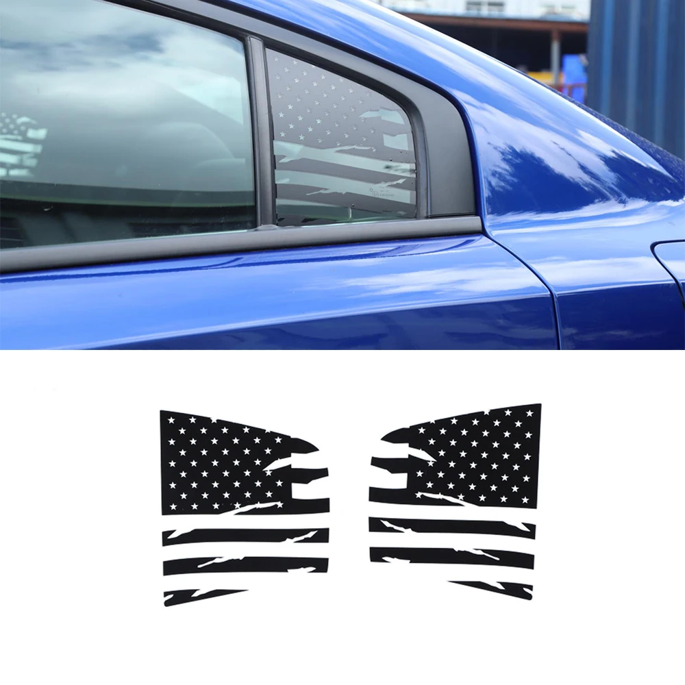 

for Dodge Charger 2015 2016 2017 2018 2019 2020 2021 Car Exterior Rear Triangular Glass Trim Decal Sticker American Flag Styling