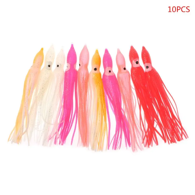 

10Pcs Plastic Fishing Lures Squid Skirt Trolling Octopus Soft Lure Bait