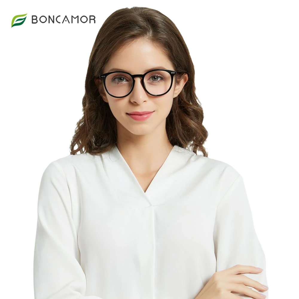 

Boncamor Reading Glasses Spring Hinge Fashion Round Men and Women Readers