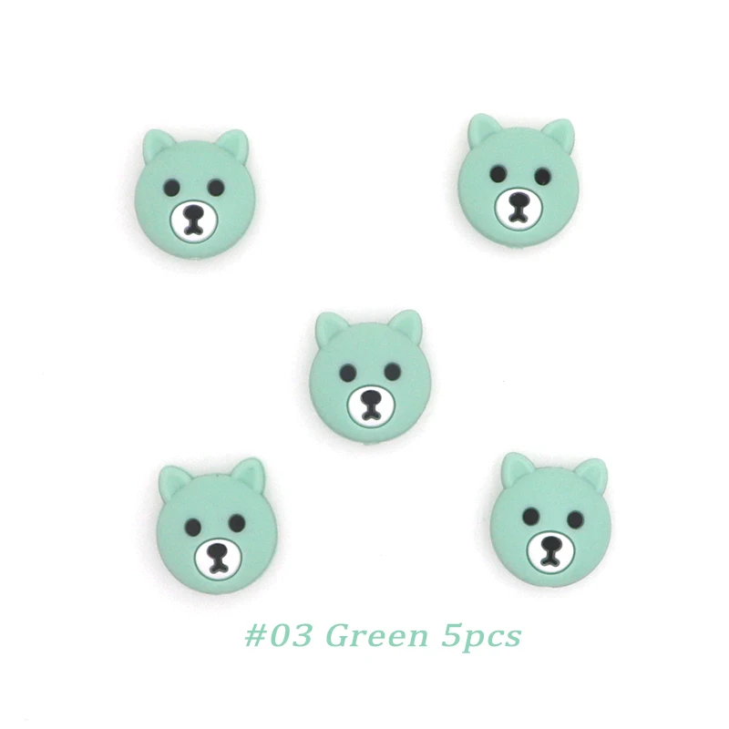 Green 5pcs Kovict, 5/10 шт, 23 мм, милые мини-силиконовые бусины для пива, силиконовые бусины для грызунов, силиконовые бусины для самостоятельного прорезывания зубов - Цвет: Green 5pcs