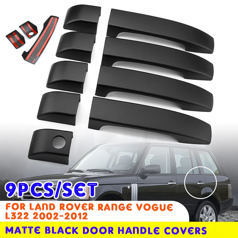9pcs matt black 9 шт Матовый Черный дверные ручки крышки Накладка для Land Rover Range Rover L322 2002 2003 2004 2005 2006 2007 2008 2009 2010 2011 2012 - Цвет: 9pcs matt black