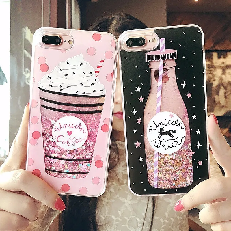 Glitter Liquid Dynamic Quicksand Case For iphone 5 5S SE 6S 6 7 8 Plus X XR XS 11 Pro Max Soft Flamingo Sequins Phone Cover | Мобильные