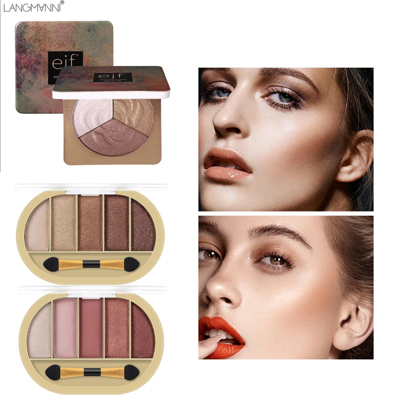 

LANGMANNI Pearlescent Highlighter Platte Golden Matte Eyeshadow Natural Long-lasting Earth Color Portable Eye Shadow Makeup