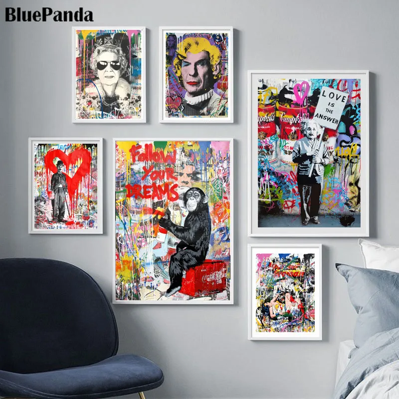 Граффити любовь это ответ Картина на холсте следуйте вашим мечтам плакат