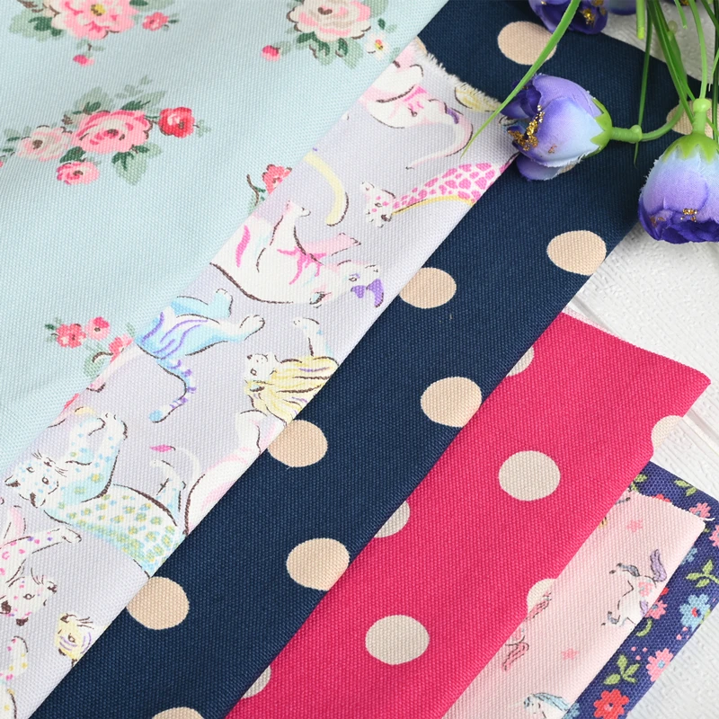 

100% хлопчатобумажная холщовая ткань с круглым принтом в горошек