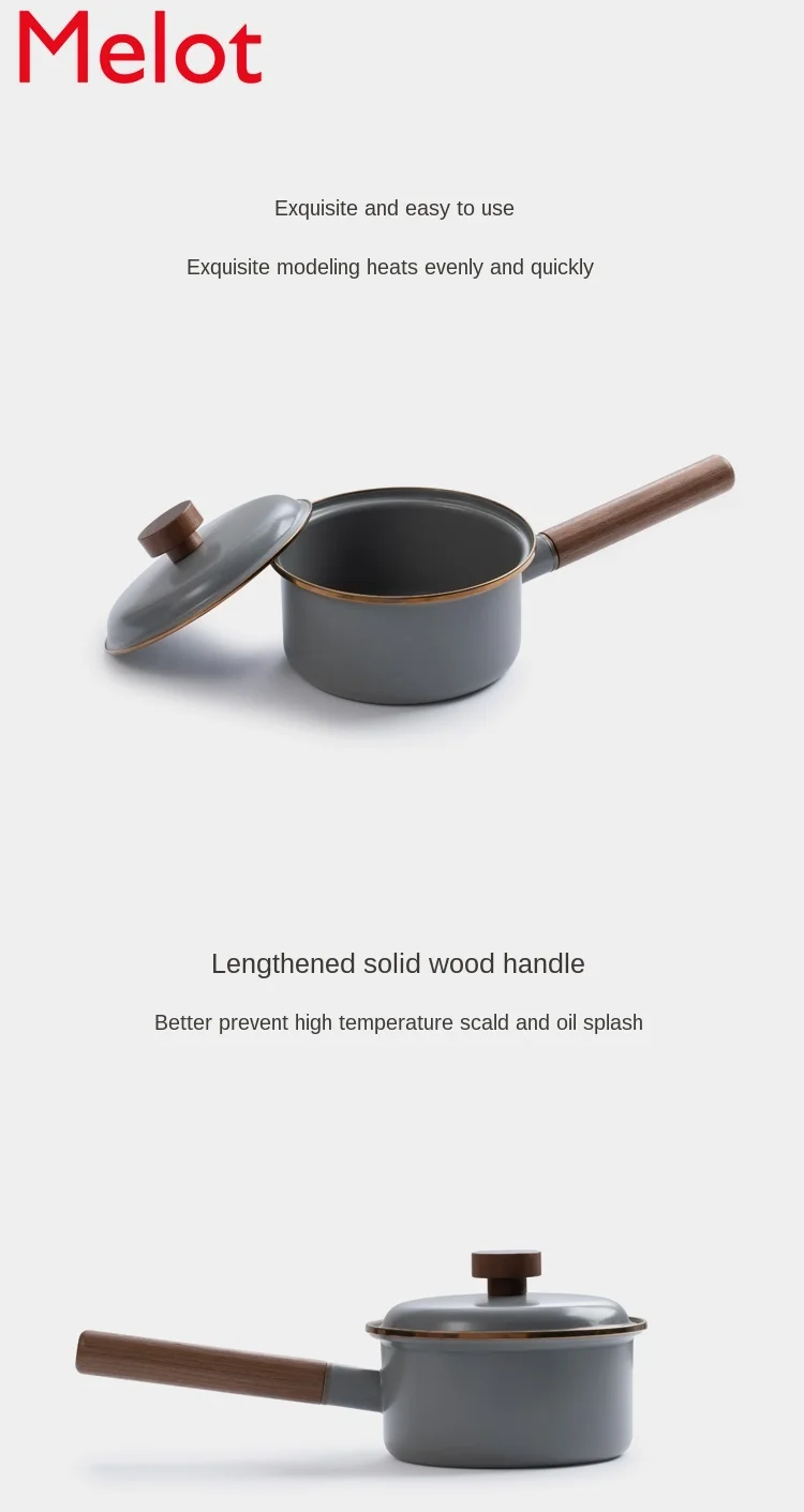 

American Beibang Outdoor Single Handle Enamel Stew Pot Retro Craft Simple European Integrated Milk Pot