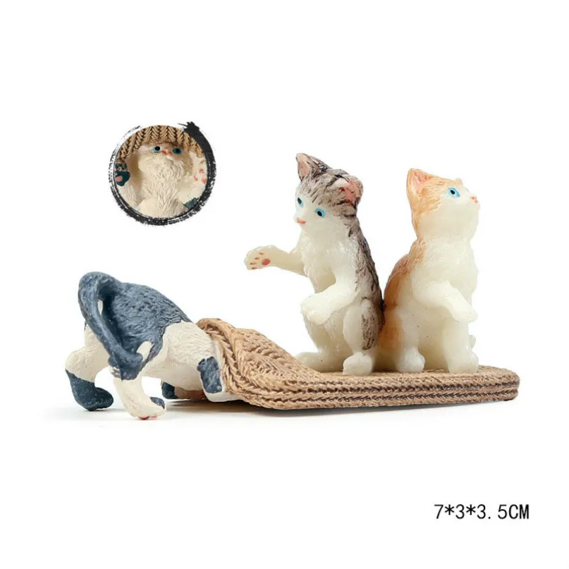 Playing cat Милый куб модель моделирование зоопарк дикая природа фигура прекрасная образовательная детская панда Лев Зебра слон животное игрушка для детей Декор подарок - Цвет: Playing cat