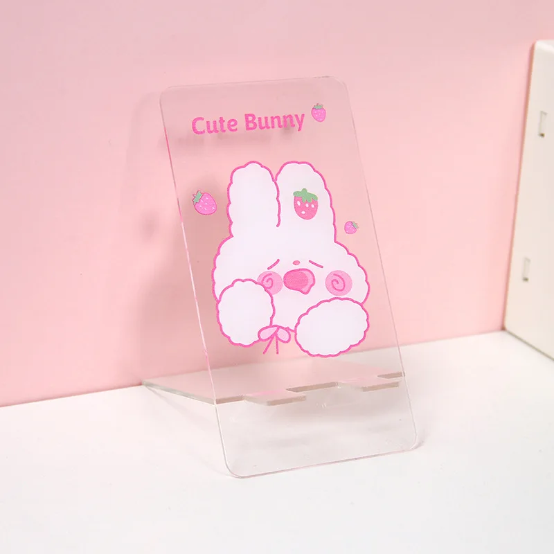 

Ins Clear Acrylic Mobile Phone Holder Kawaii Cute Bear Rabbit Cell Phone Display Stand Rack For Samsung Huawei Xiaomi iphone