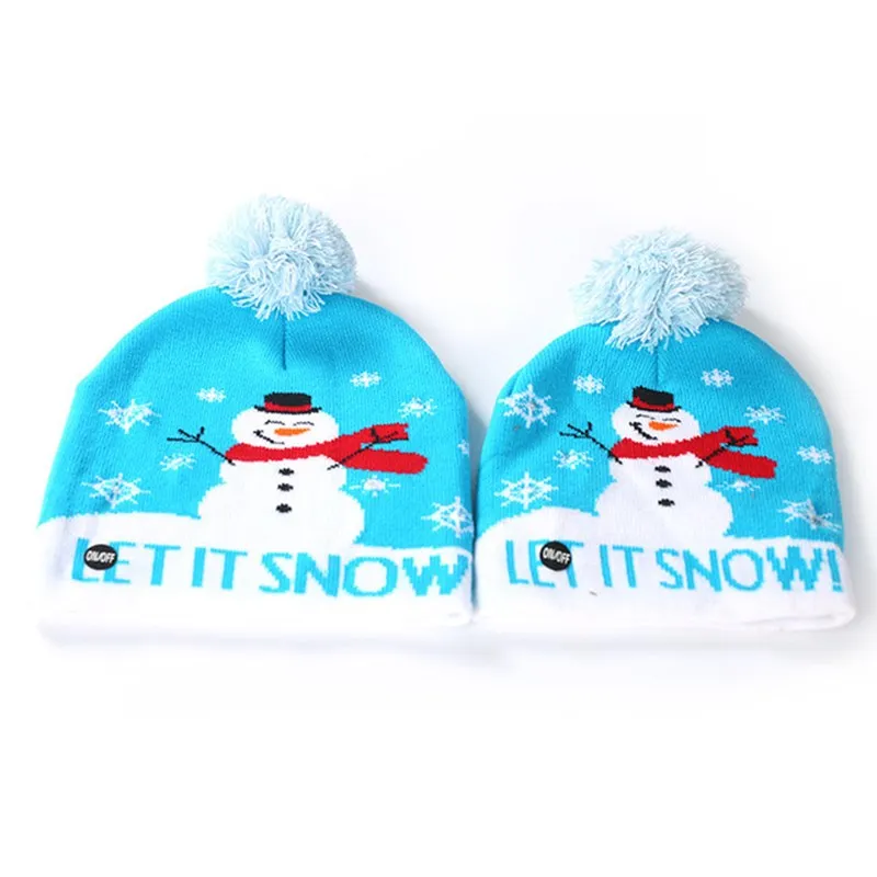 

Family Kids & Adult Christmas Hat with Led Lights Flashing Skullies Beanies Knitted Winter Hat Men Women Children Hats and Caps