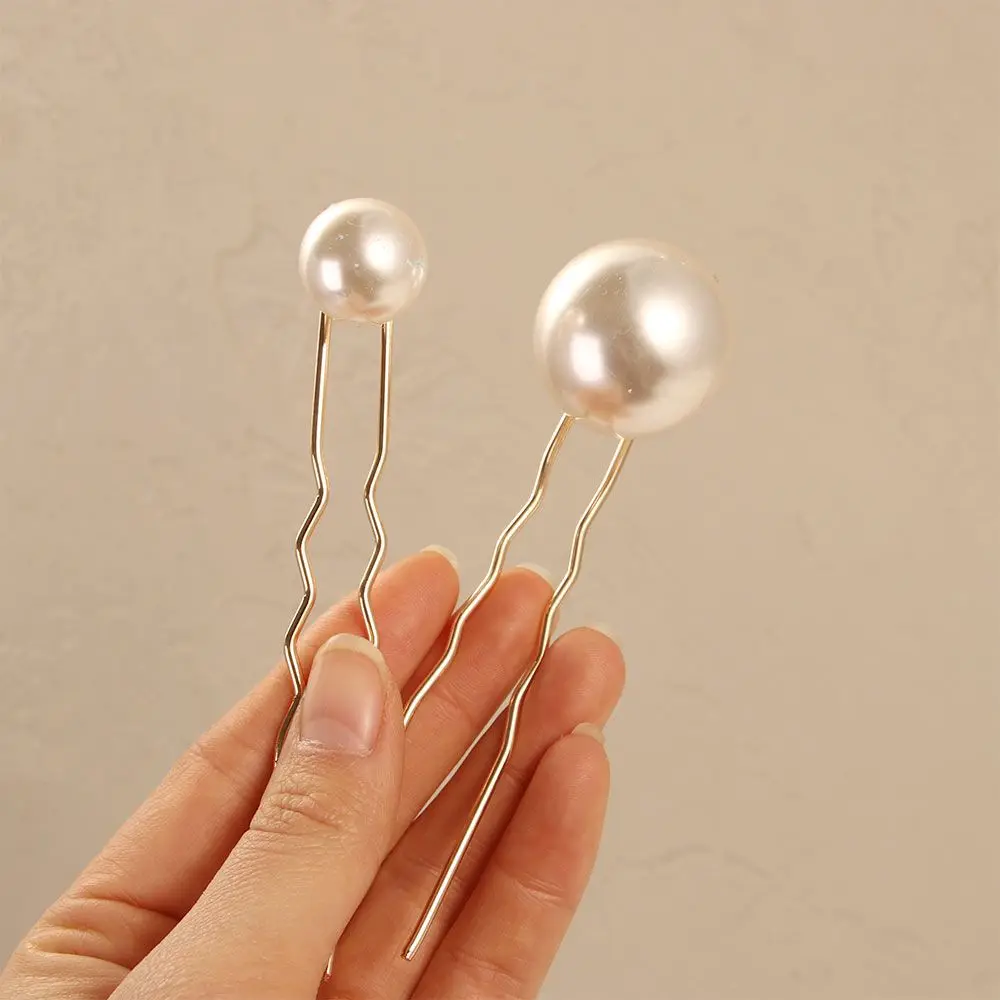 

Fashion Jewelry Bridal Women Metal Headdress Hair Style Tools Pearl Hair Stick Hair Accessories U-shaped Hairpin
