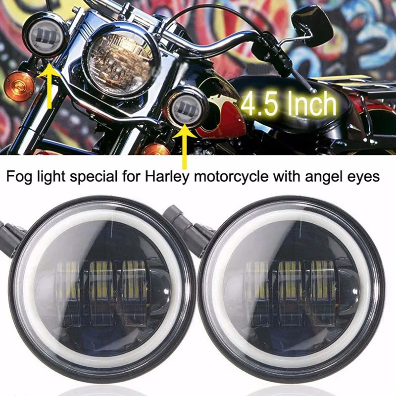 " хром светодиодный проектор фара 4,5" Туман прохождения света для Harley Davidson Road King Softail Electra Glide Night поезд Bad Boy - Цвет: pair fog lamp B