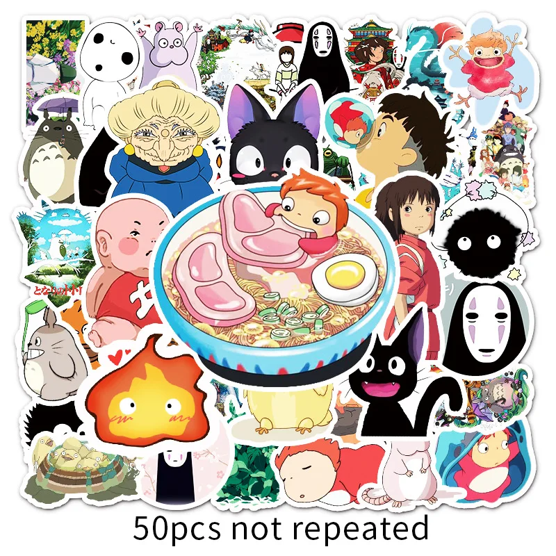 

10/30/50PCS Ghibli Hayao Miyazaki Totoro Spirited Away Anime Stickers Suitcase Skateboard Computer Kid Toy Gift Graffiti Sticker