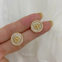 2020 new fahion womens earrings fine retro round flower earrings for women bijoux korean girl party jewelry gifts wholesale