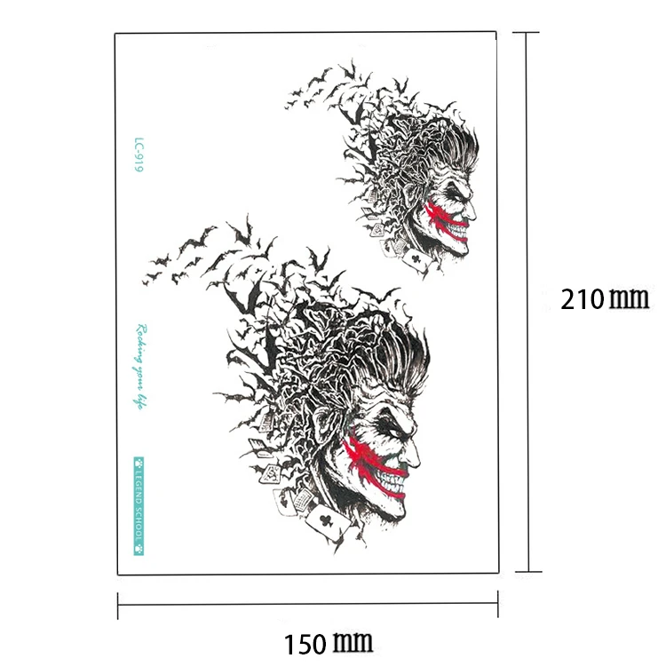 Стильная модная тату-наклейка разных цветов 21x15 см