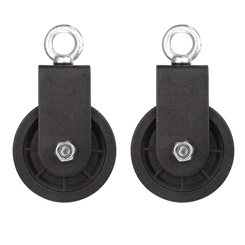 

2PCS Single Swivel Pulley Block, 90mm Gym Pulley Block with U Mount, Roller Lifting Wheel for Rope Cable Machine