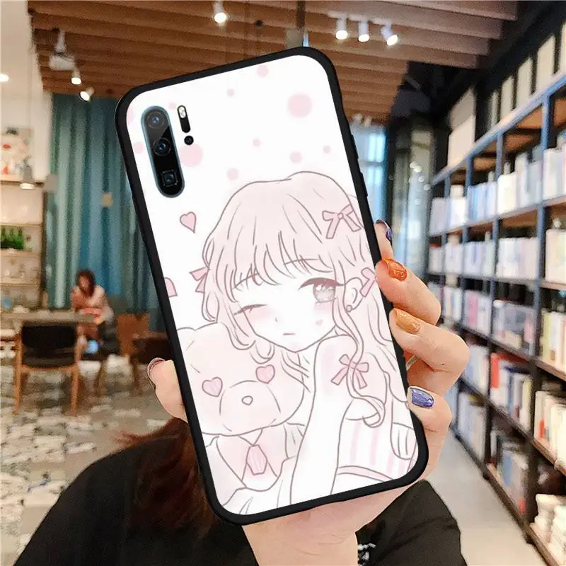 

Kawaii Pastel Anime Phone Case For Huawei honor 10 i lite 8x P 20 30 40 lite pro smart 2019 nova 5t mate 20 pro coque